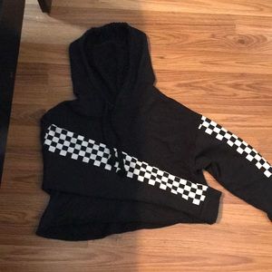 Checkered sweatshirt crop top